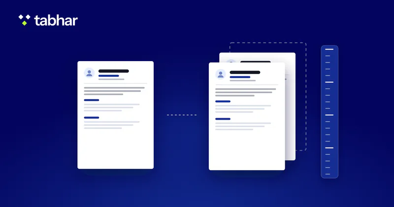 Illustration: a one-page CV beside a stack of two pages, a faded third page and a ruler measuring their length.