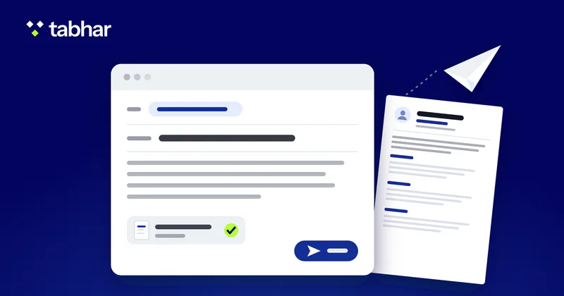 Illustration: an email being written with a CV attached, a CV page behind it and a paper plane on its way.