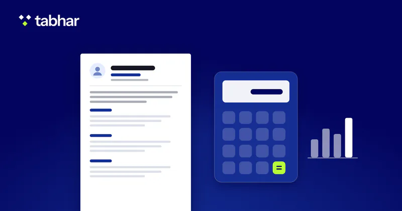 Illustration: a CV page beside a calculator and a small bar chart.